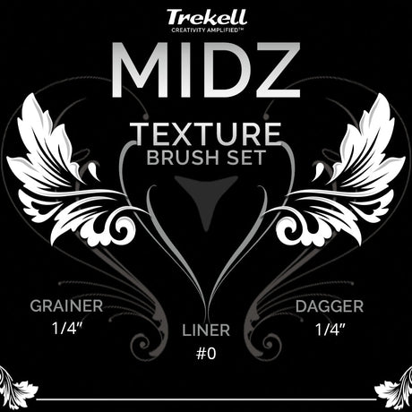 Trekell MIDZ Texture Brush Set - Synthetic Artist Brushes for Oil, Acrylic and Watercolor