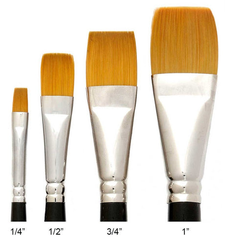 Trekell Golden Taklon Short Handle Artist Brushes for Acrylic and Watercolor Painting